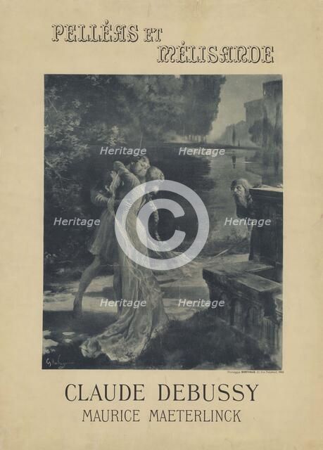 Poster for the prèmiere of the opera "Pelléas et Mélisande" by Claude Debussy and Maurice..., 1902. Creator: Rochegrosse, Georges Antoine (1859-1938).