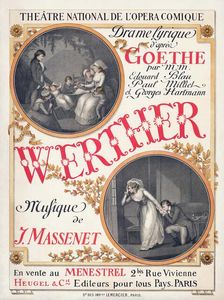 Poster for the premiere of the Opera Werther by Jules Massenet , 1893. Creator: Grasset, Eugène (1841-1917)
