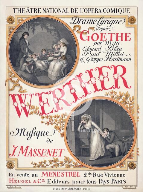 Poster for the premiere of the Opera Werther by Jules Massenet  , 1893. Creator: Grasset, Eugène (1841-1917).