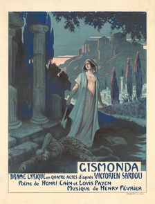 Poster for the theatre play Gismonda by V. Sardou , 1919. Creator: Rochegrosse, Georges Antoine (1859-1938)
