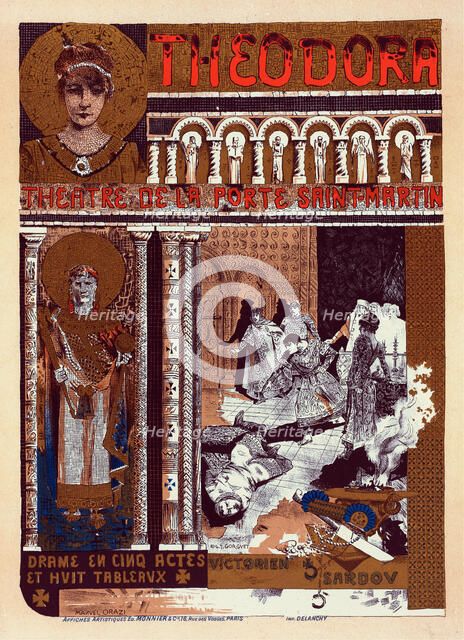 Poster for the theatre play Théodora by Victorien Sardou, 1900. Creator: Orazi, Manuel (1860-1934).
