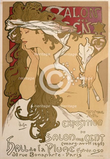 Poster for the XXth Exposition in the Salon des Cent, Paris, France, 1896.  Artist: Alphonse Mucha