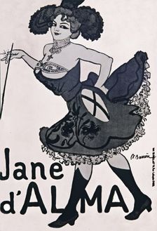 Poster for a cabaret in which Jane d'Alma acted
