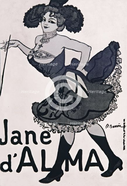Poster for a cabaret in which Jane d'Alma acted.