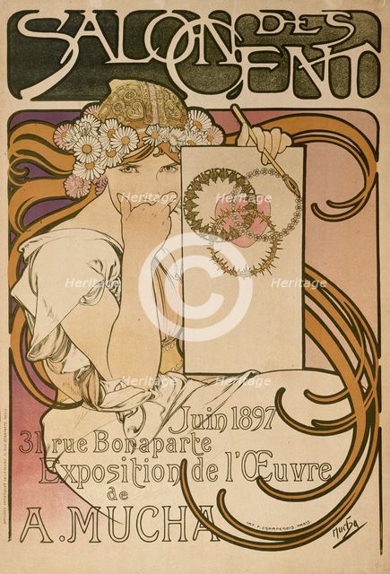 Poster for Alphonse Mucha's exhibition in the Salon des Cent, Paris, France, 1897. Artist: Alphonse Mucha