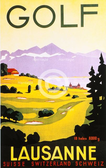 Poster for golfing resort in Lausanne, Switzerland, c1920s. Creator: Unknown.
