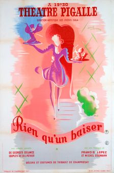 Poster for Just a Kiss, at the Théâtre Pigalle, Paris, 20th century