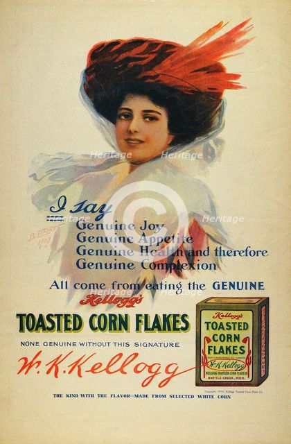 Poster for Kelloggs Cornflakes, 1910. Artist: Tichtman, Benjamin (1874-?)