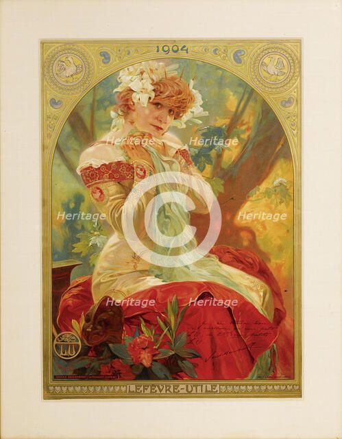 Poster for Lefèvre-Utile. Sarah Bernhardt in the role of Melissinde in La Princesse Lointaine by E Artist: Mucha, Alfons Marie (1860-1939)