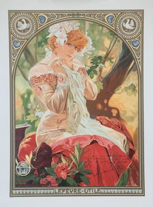 Poster for Lefèvre-Utile. Sarah Bernhardt in the role of Melissinde in "La Princesse Lointaine". Creator: Mucha, Alfons Marie (1860-1939)