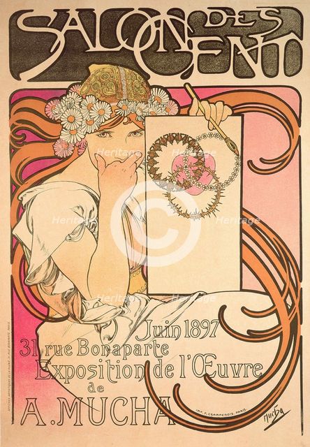 Poster for Salon des Cent. Alphonse Mucha Exhibition , 1897.