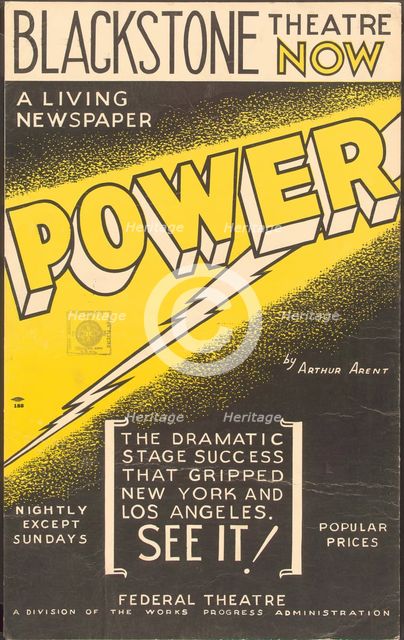 Poster from Chicago production of Power (Blackstone Theatre), [193-]. Creator: Unknown.