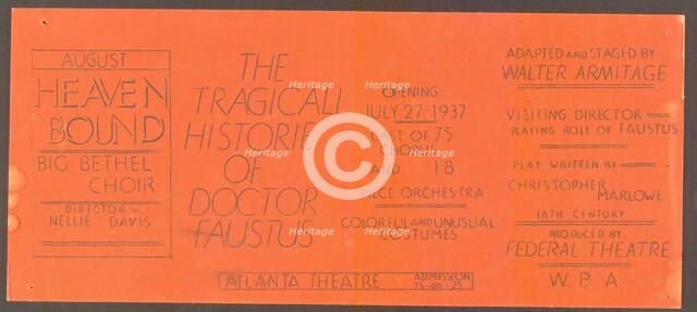 Poster from Atlanta production of Dr. Faustus (Theater), [193-]. Creator: Unknown.