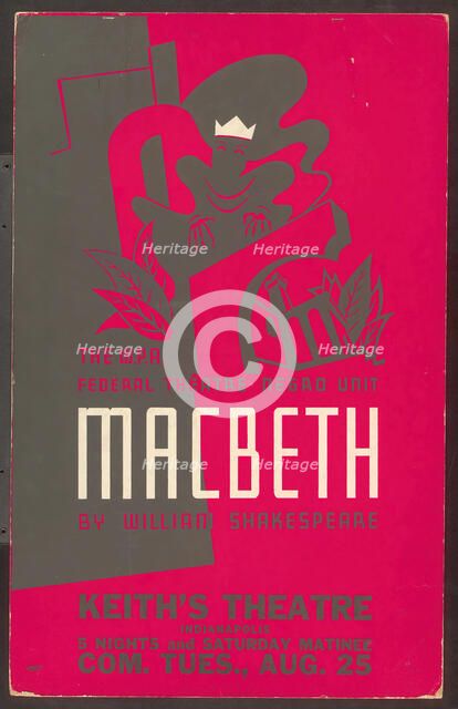 Poster from Indianapolis production of Macbeth (Keith's Theater), [193-] . Creator: Unknown.