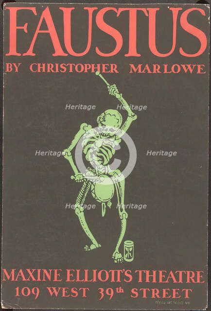 Poster from New York production of Dr. Faustus (Maxine Elliot Theater (skeleton poster)), [1937] . Creator: Unknown.