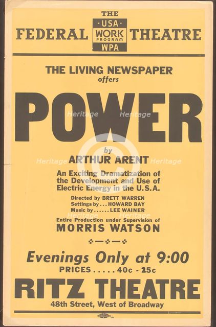 Poster from New York production of Power (Ritz Theatre), [1937]. Creator: Unknown.