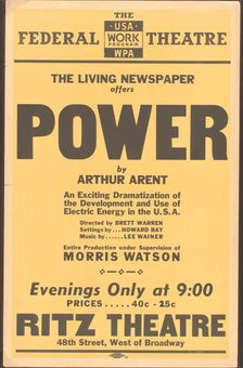 Poster from New York production of Power (Ritz Theatre), [1937]. Creator: Unknown