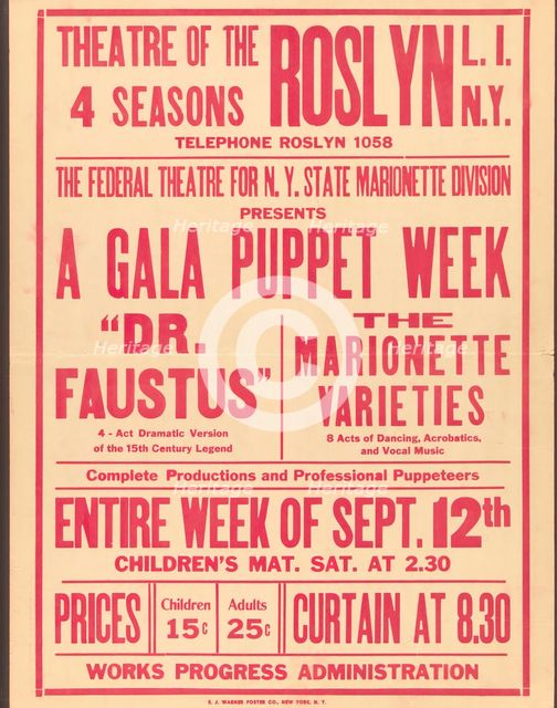 Poster from Roslyn production of Power (Roslyn, NY), [1930s] . Creator: Unknown.