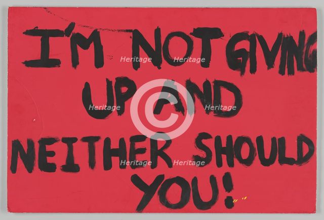 Poster from Women's March on Washington with “I'm not giving up”, 2017. Creator: Unknown.
