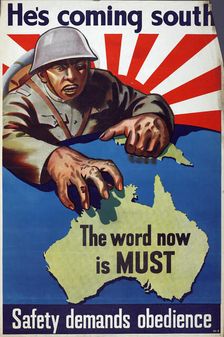 Poster, He's Coming South 1942. Creator: Department of Information