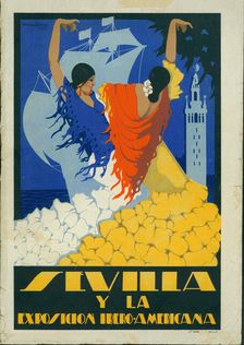 Poster published in the journal for the Ibero-American Exhibition of 1929-30, Seville. Drawing by…