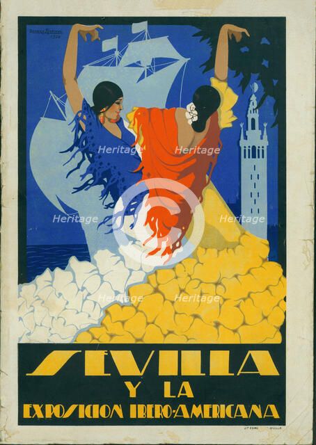 Poster published in the journal for the Ibero-American Exhibition of 1929-30, Seville. Drawing by…