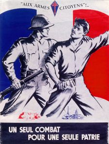 Poster Un Seul Combat pour une Seule Patrie pub. 1944 (colour lithograph)