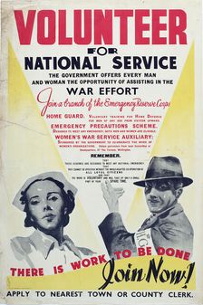 Poster, Volunteer For National Service late 1940. Creator: E Paul