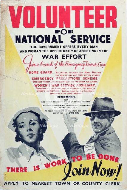 Poster, 'Volunteer For National Service', late 1940. Creator: E Paul.