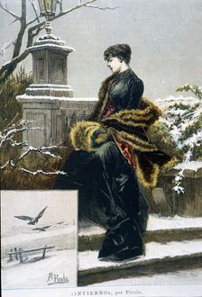 Poster with Allegory to Winter 1889. Creator: Picolo