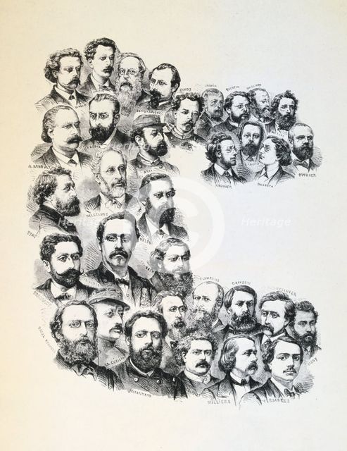 Poster with portraits of the Communards, Paris Commune, 1871.  Artist: Anon