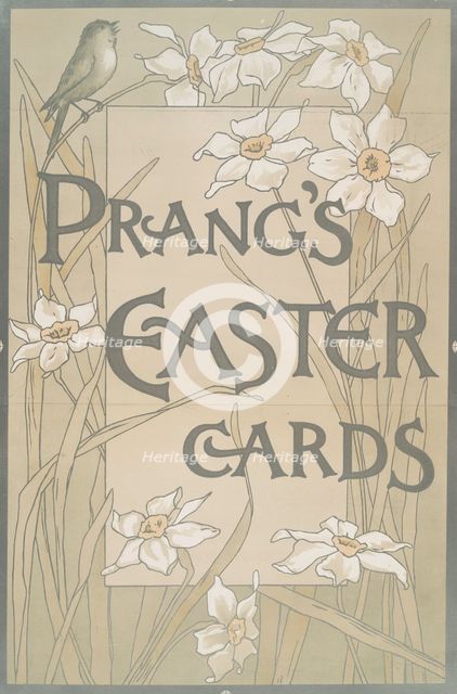 Poster with the words 'Prang's Easter cards' and depicting flowers and birds., c1865 - 1899. Creator: Louis Prang.