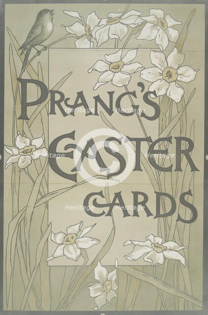 Poster with the words 'Prang's Easter cards' and depicting flowers and birds., c1865 - 1899. Creator: Louis Prang.
