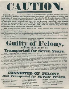 Posters warning those guilty of illegal oaths were liable to deportation (1834), 1934.