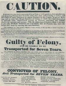 Posters warning those guilty of illegal oaths were liable to deportation (1834), 1934.