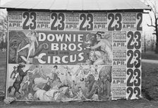 Posters covering a building near Lynchburg to advertise a Downie Bros. circus, 1936. Creator: Walker Evans