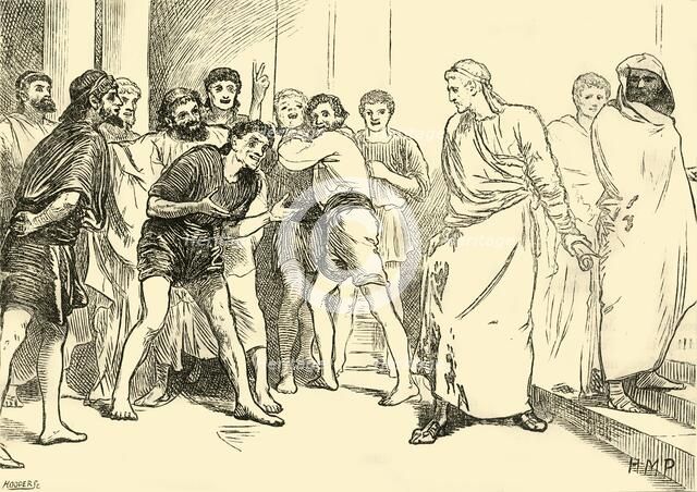 'Posthumius in the Theatre at Tarentum', 1890.   Creator: Unknown.