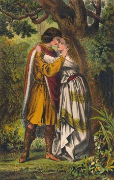 Posthumus. My queen! My mistress! O lady weep no more. Cymbeline: Act I, Scene I c1875. Artist: Robert Charles Dudley