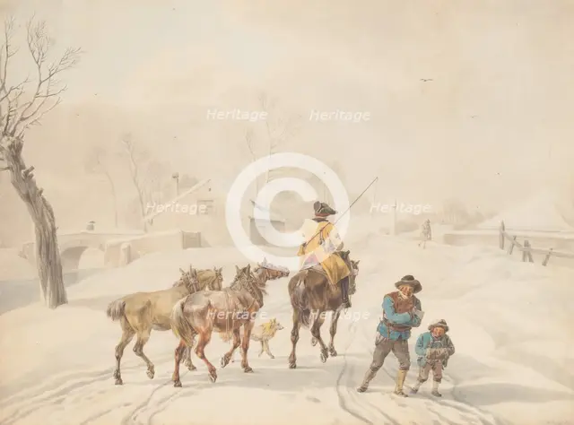Postilion on Horse in a Winter Landscape, ca. 1798. Creator: Wilhelm von Kobell.
