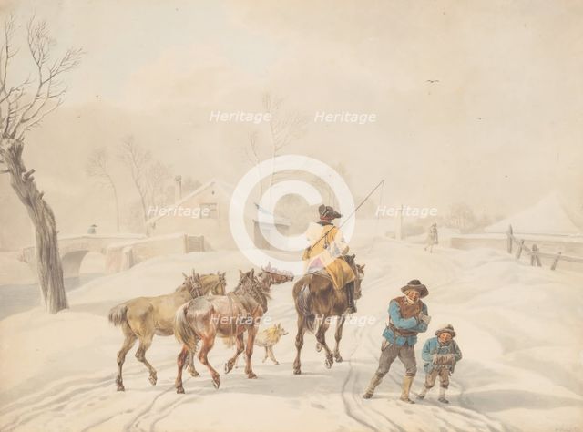 Postilion on Horse in a Winter Landscape, ca. 1798. Creator: Wilhelm von Kobell.