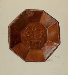 Pa. German Octagonal Dish, c. 1936. Creator: Frances Lichten