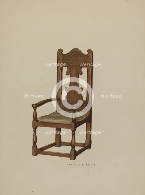 Pa. German Arm Chair, c. 1938. Creator: Charlotte Angus.