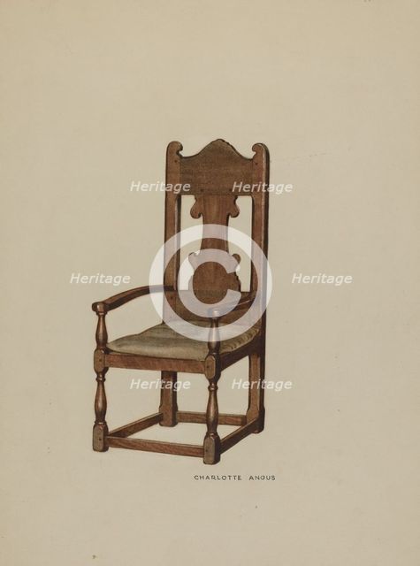 Pa. German Arm Chair, c. 1938. Creator: Charlotte Angus.