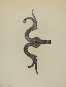 Pa. German Butt of Side Hinge, c. 1938. Creator: Mildred Ford