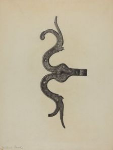 Pa. German Butt of Side Hinge, c. 1938. Creator: Mildred Ford