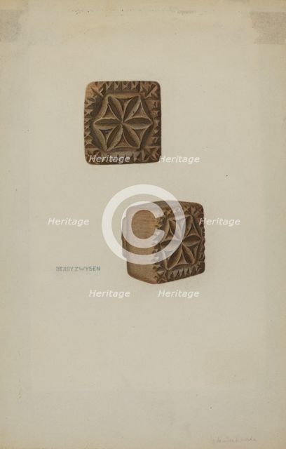 Pa. German Butter Mold, c. 1941. Creator: Henry Zwysen.