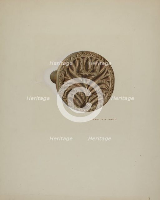 Pa. German Butter Mold, c. 1938. Creator: Charlotte Angus.