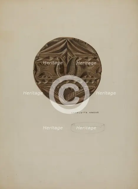 Pa. German Butter Mold, c. 1938. Creator: Charlotte Angus.