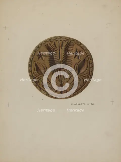 Pa. German Butter Mold, c. 1938. Creator: Charlotte Angus.