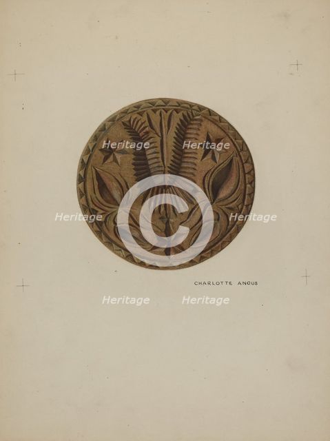 Pa. German Butter Mold, c. 1938. Creator: Charlotte Angus.